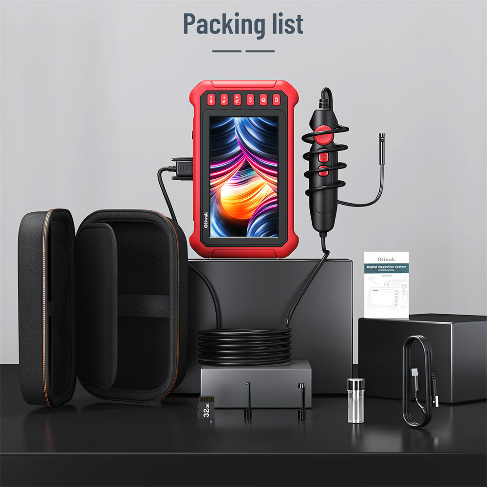 2.0MP HD Industrial Endoscope Borescope 7"IPS Screen 8mm Inspection Snake Camera