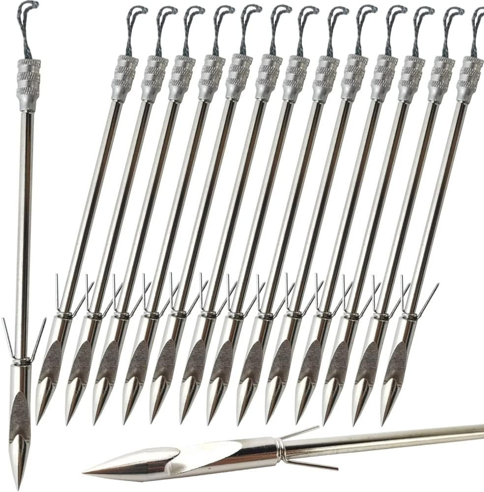 15PCS 5.7" Fish Shooting Darts Fishing Arrows Stainless Steel Fishing Arrowheads