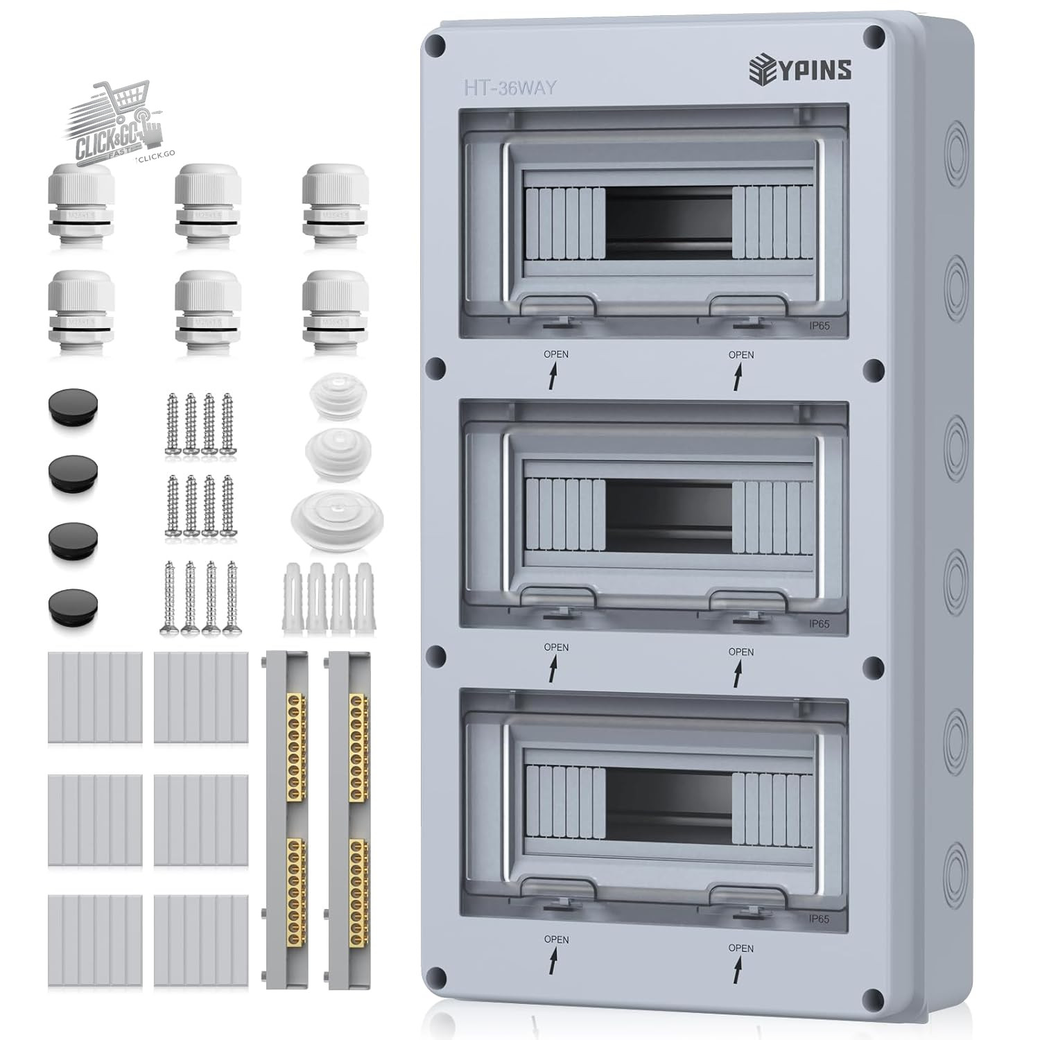 External electrical panel 3 rows 36 modules, wall distribution box with