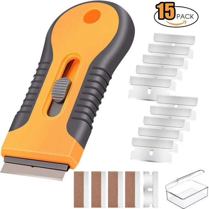 Blade Scrape Cleaning Tool  Remover Stickers with 15pcs Extra Blades Scraper Set