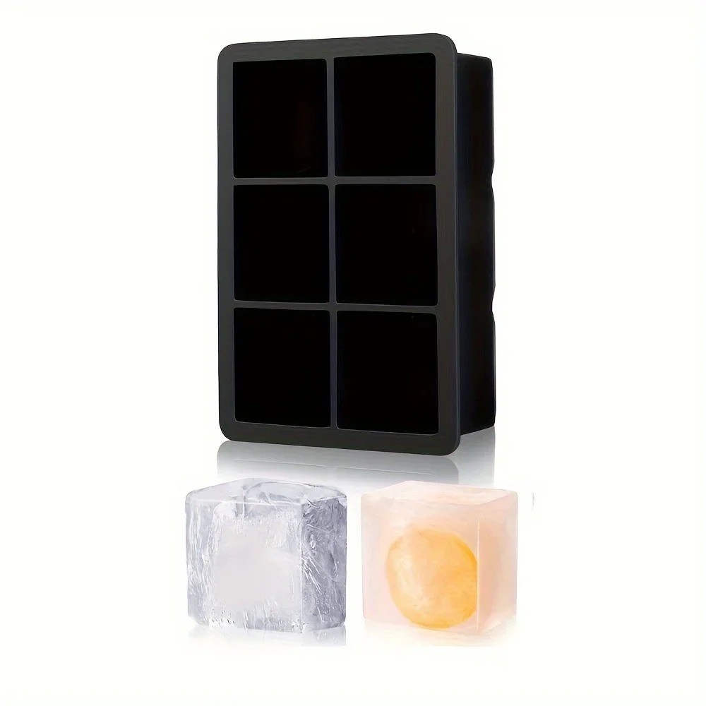 Large Silicone Ice Cube Trays Square Ice Cube Molds 6 cubes