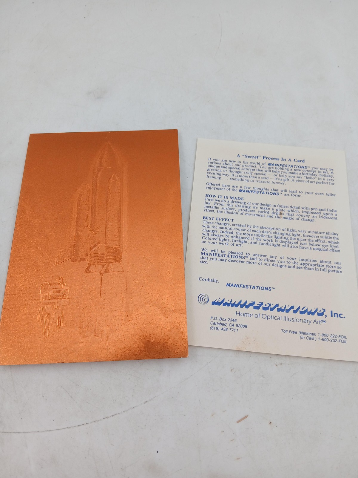 Vintage Manifestations NASA Space Shuttle Copper Embossed Card 11x9 Framed