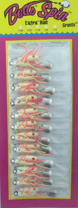 Betts 021GRRL-35N 1" 1/32 Oz Beetle Spin W/Legs White/Red Dot Card of 12