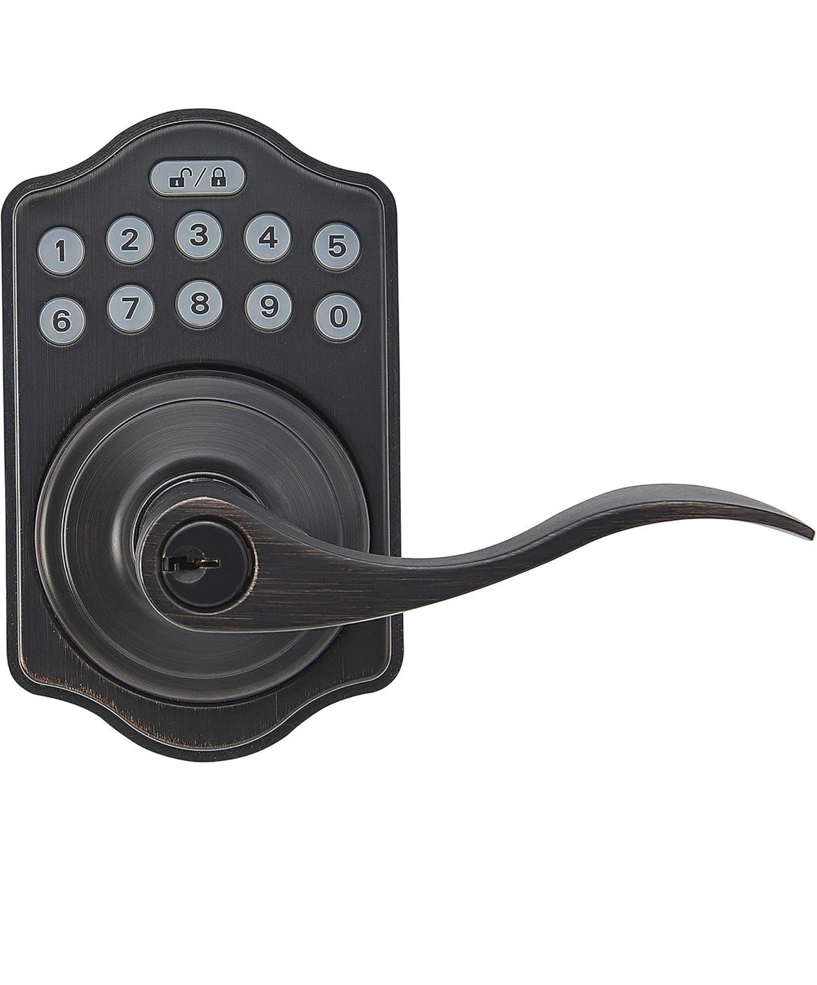 Amazon Basics Keyless Entry Door Lock Deadbolt with Handle  - Oil Rubbed Bronze