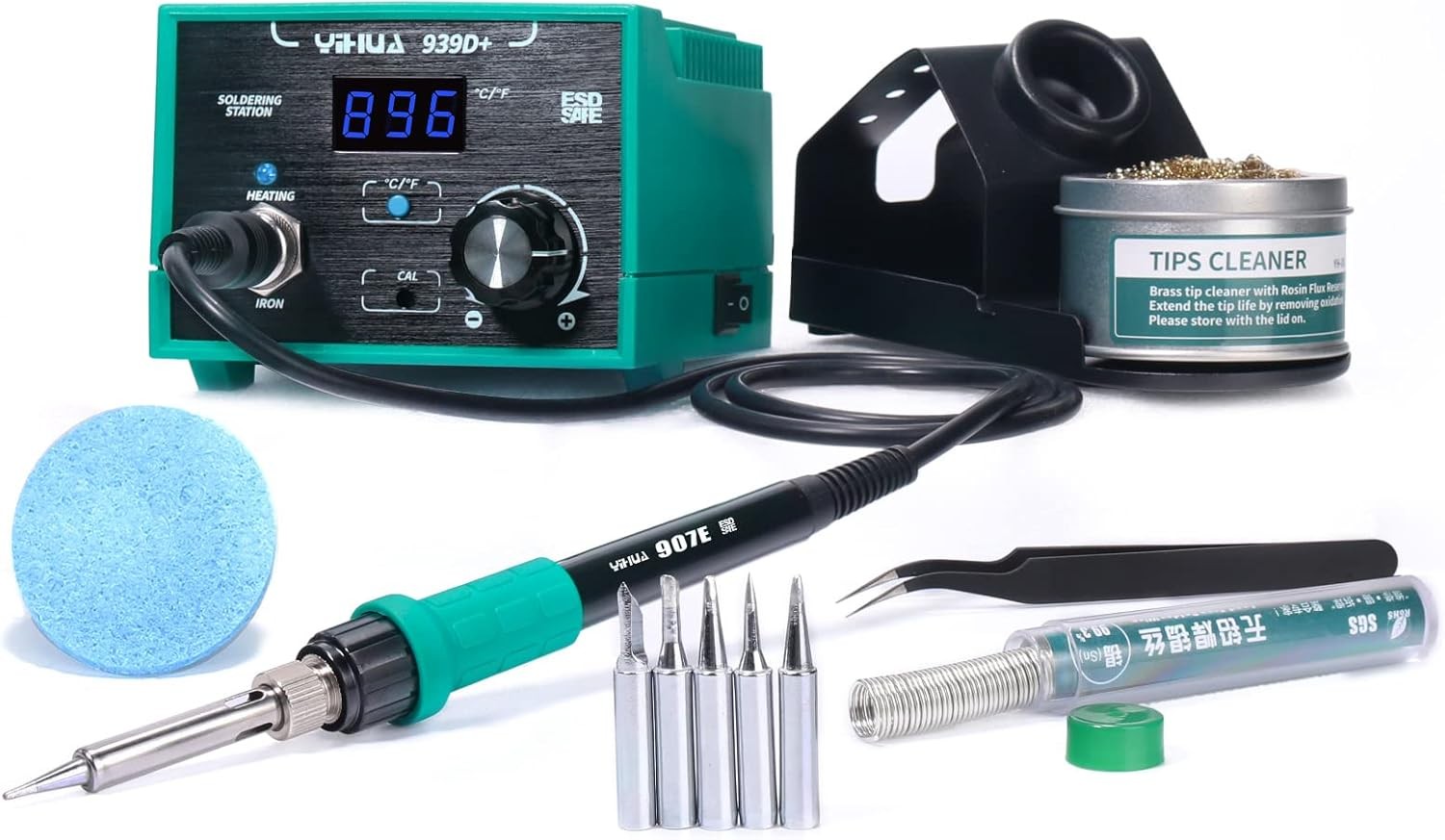 939D+ Digital Soldering Station, 75W Equivalent with Precision Heat Control