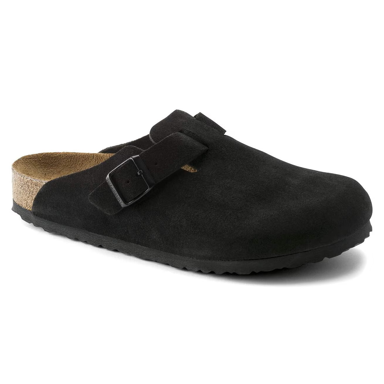 Birkenstock Boston Soft Footbed Clog Black Suede Unisex Comfort Slip-On Sandals