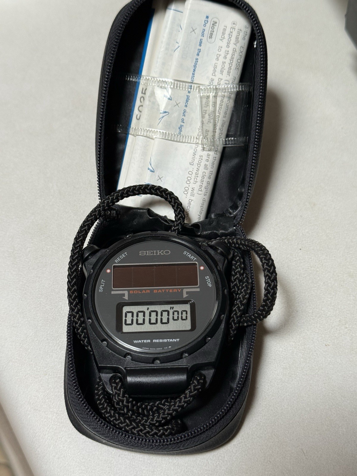 Vintage Seiko Stopwatch Solar Battery w/Case S025-6000 Japan