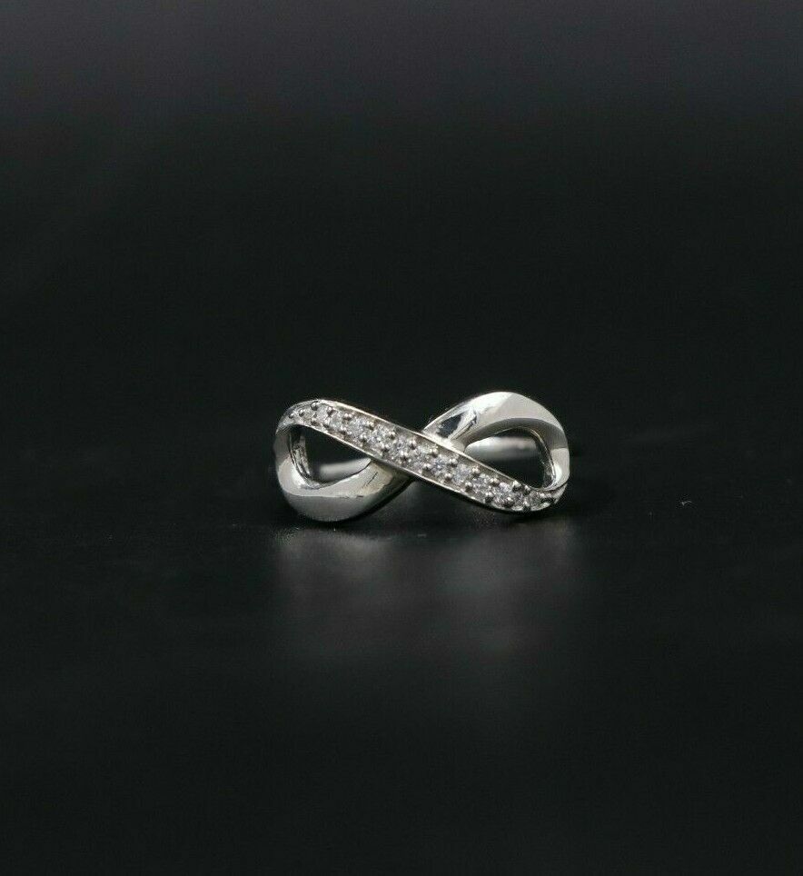 0.10ct Diamond Infinity  Adjustable Women's Toe Ring 14K White  Gold Finish