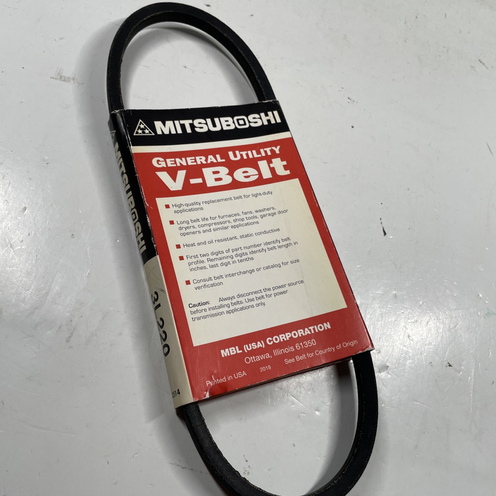 Mitsuboshi FHP 3L220 General Utility V-Belt 0.38 in. W X 22 in. L For Fractional