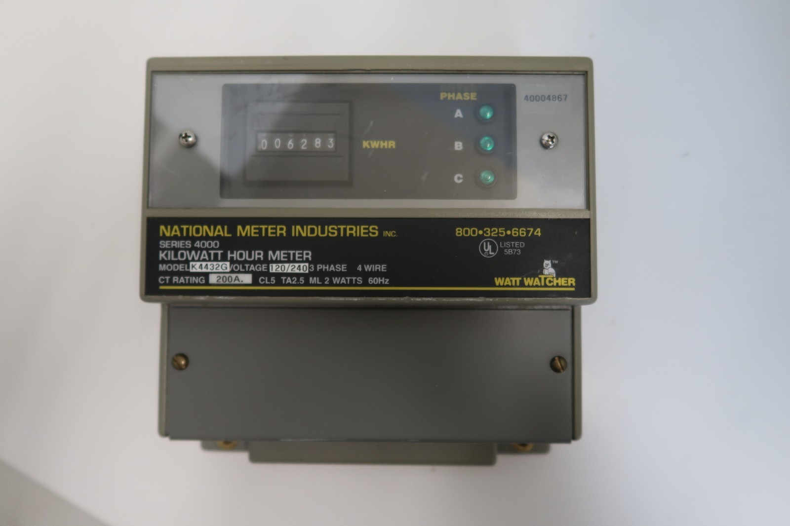 National Meter Industries Inc Series 4000 Kilowatt Hour Meter Model K4432G