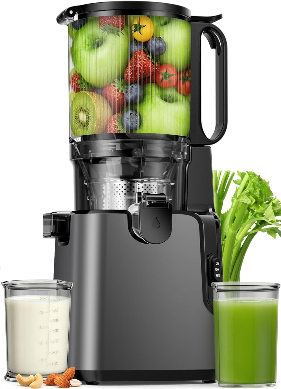 Juicer Machines with 5.8" Large Chute, 2-In-1 Cold Press Juicer for Whole Vegeta