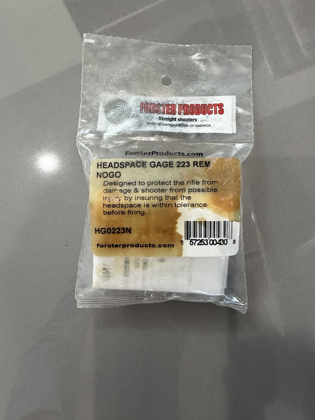 Forster Headspace Gage - 223 Rem No Go Gage [HG0223N]