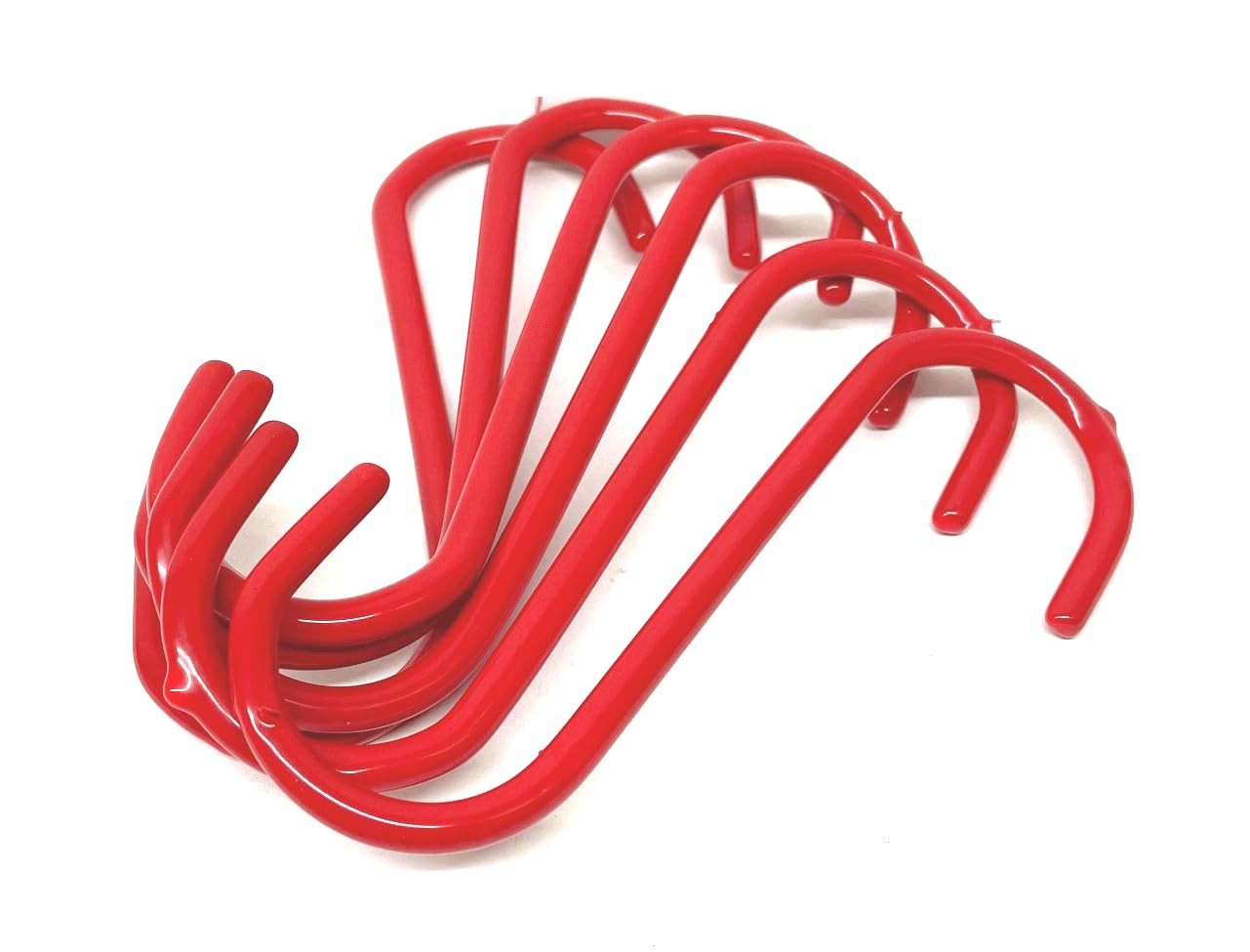 Red PVC Coated S Shape Utility Hook Set - Pack of 6, 5 inches Length, 1.3â€ ...