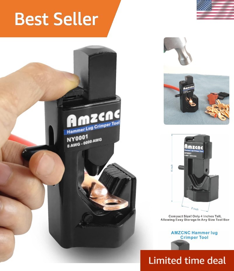Professional High Carbon Steel Crimper for 8 AWG to 4/0 Wire Gauge Connections