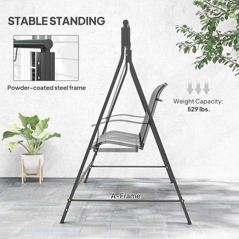 Steel Swing Frame A-Frame Design Customizable Outdoor Patio Swing Stand New