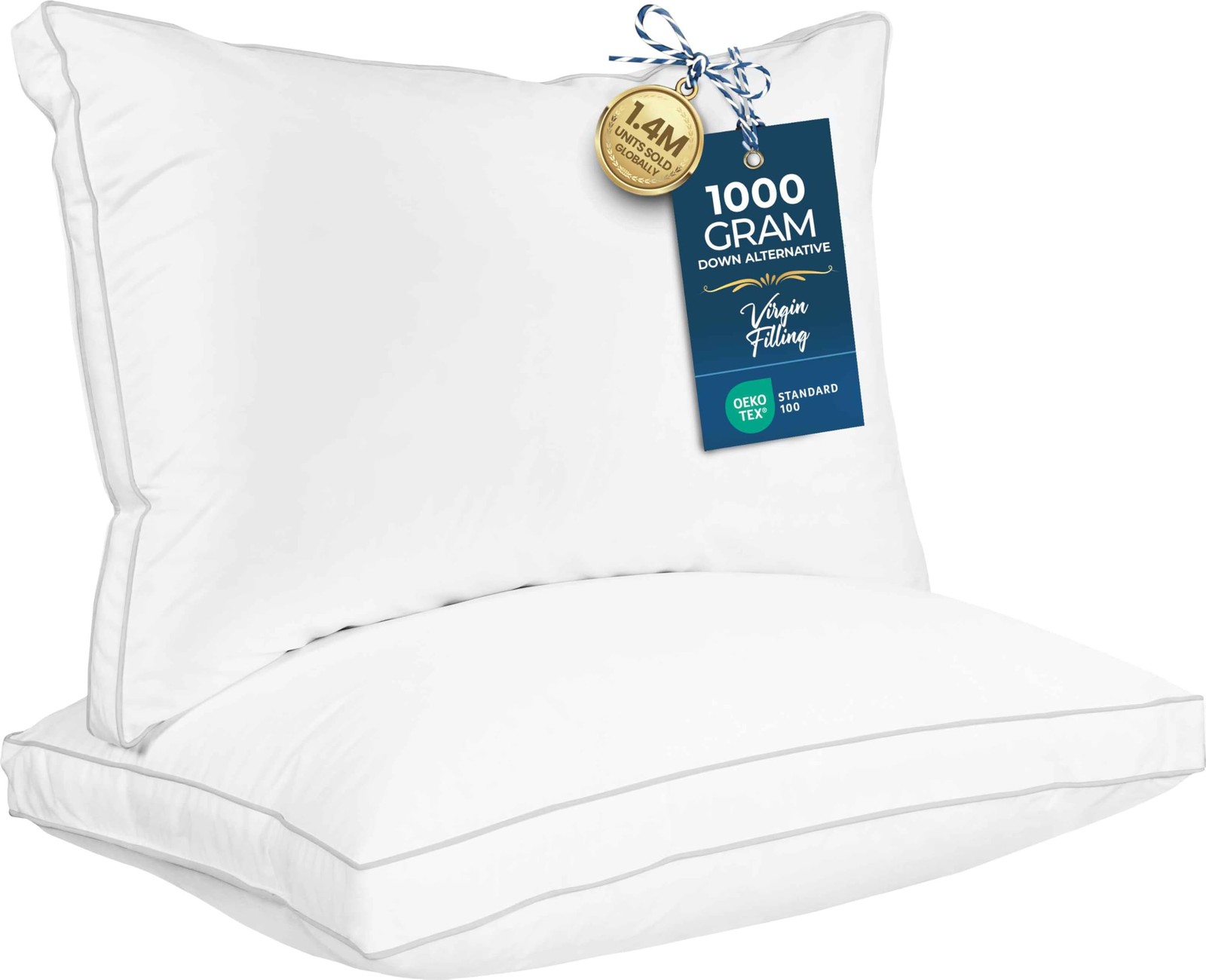 Bed Pillows for Sleeping Queen Size (White), Set of 2, Soft & Fluffy Pillow w...