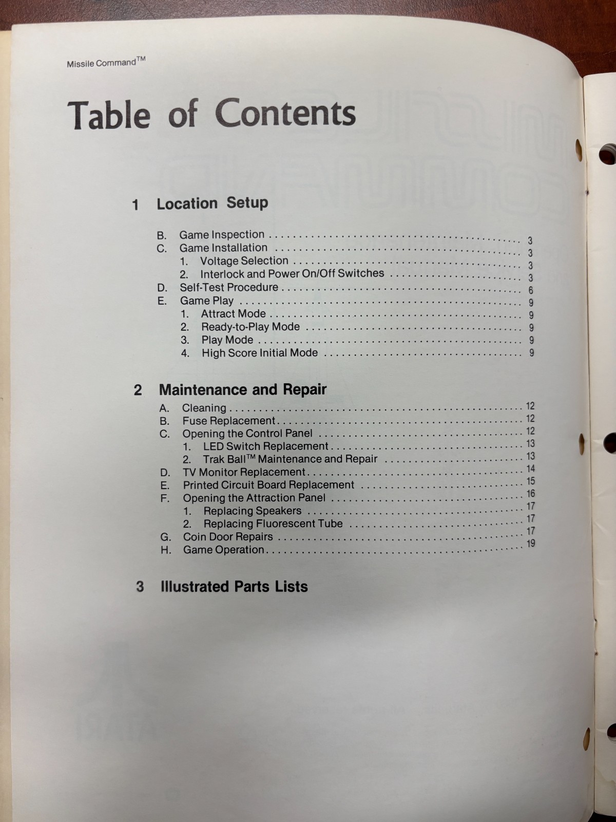 ORIGINAL-ATARI-MISSILE COMMAND-OPERATION, MAINTENANCE & SVC MANUAL-DRAWING SUPP