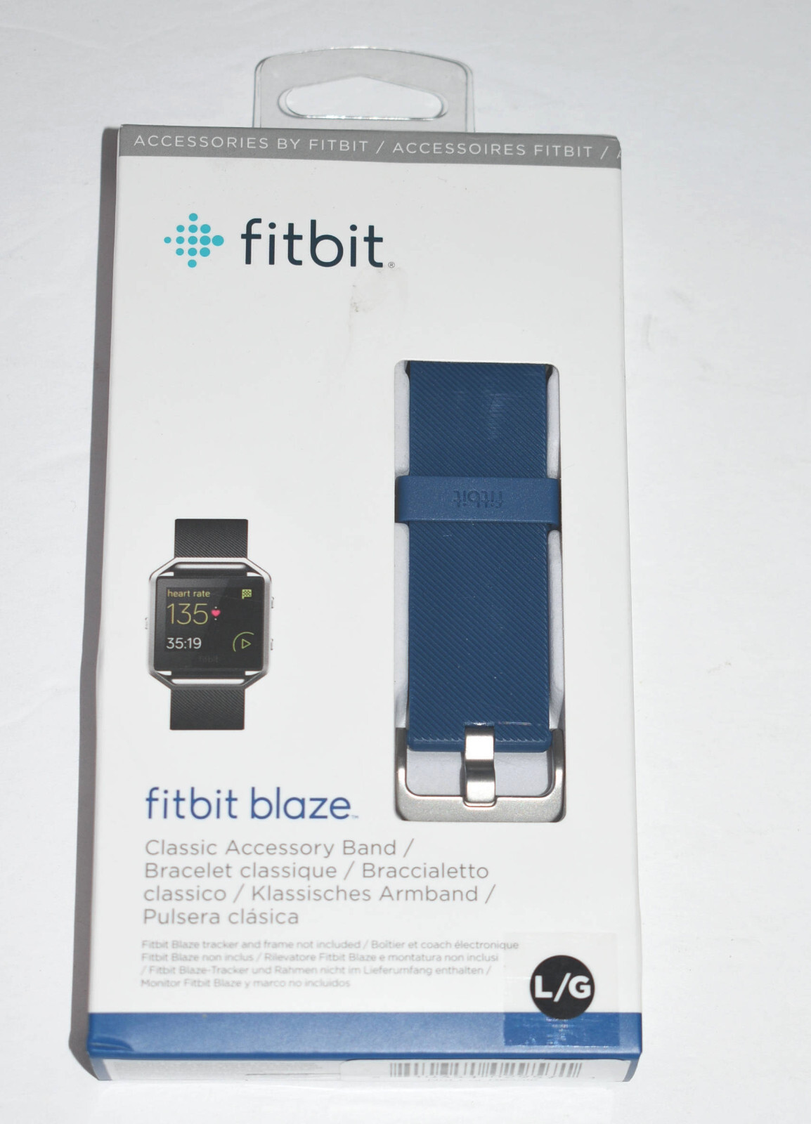 FITBIT Blaze Accessory Band Classic~Large~NEW in BOX~Sealed~Nickel Clasp~Blue
