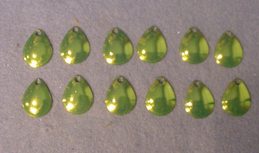 Lot of 12 Worth Mfg No. 2 Lime Chartreuse Colorado #2 Spinnerbait Blades