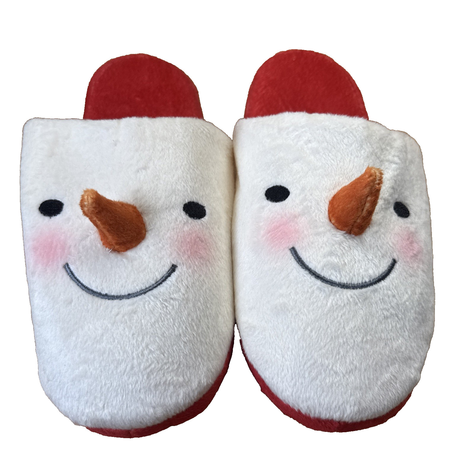 Hallmark Red and White Snowman Plush Slippers NWOT Size Women’s 7/8