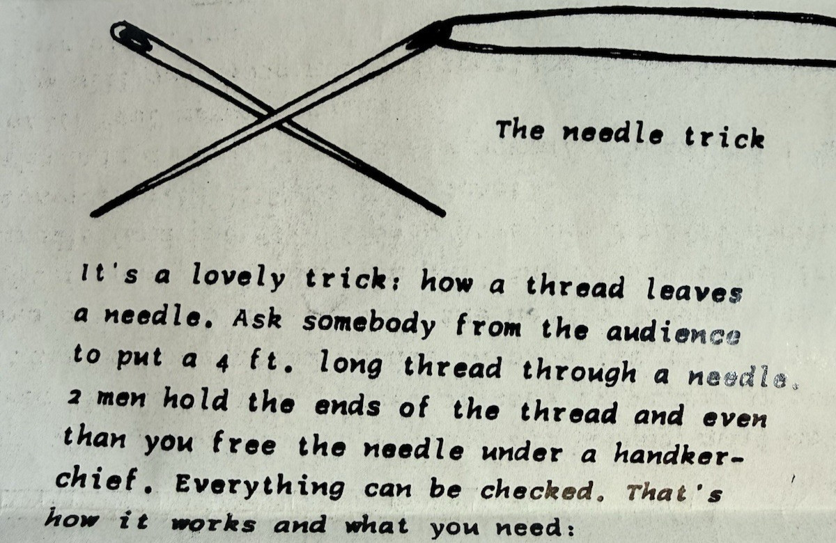 Vintage Peter Kersten Needle and Thread Magic Trick