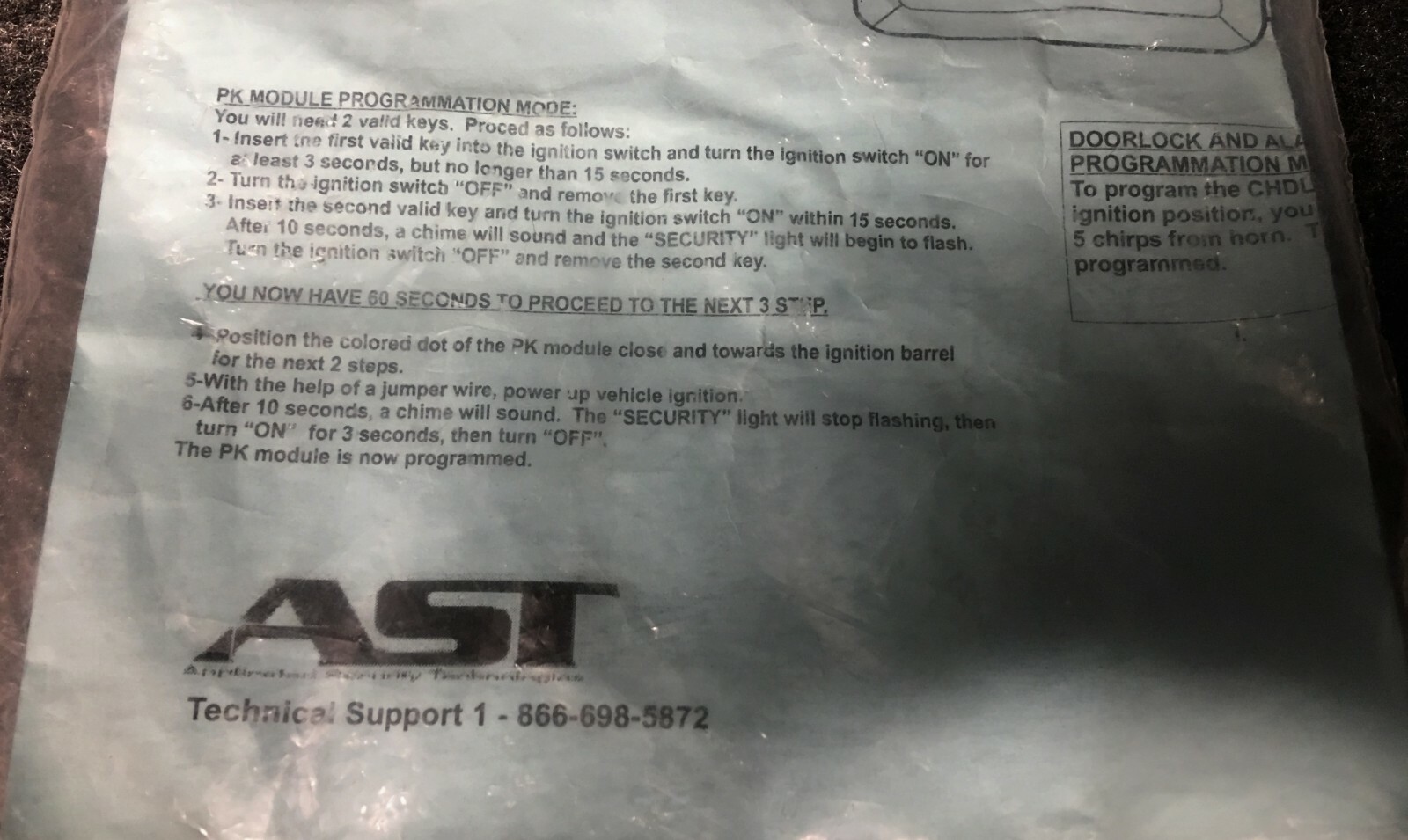 AST CAR2 MULTI FUNCTION MODULE DOORLOCK, ALARM CONTROL AND TRANSPONDER BYPASS