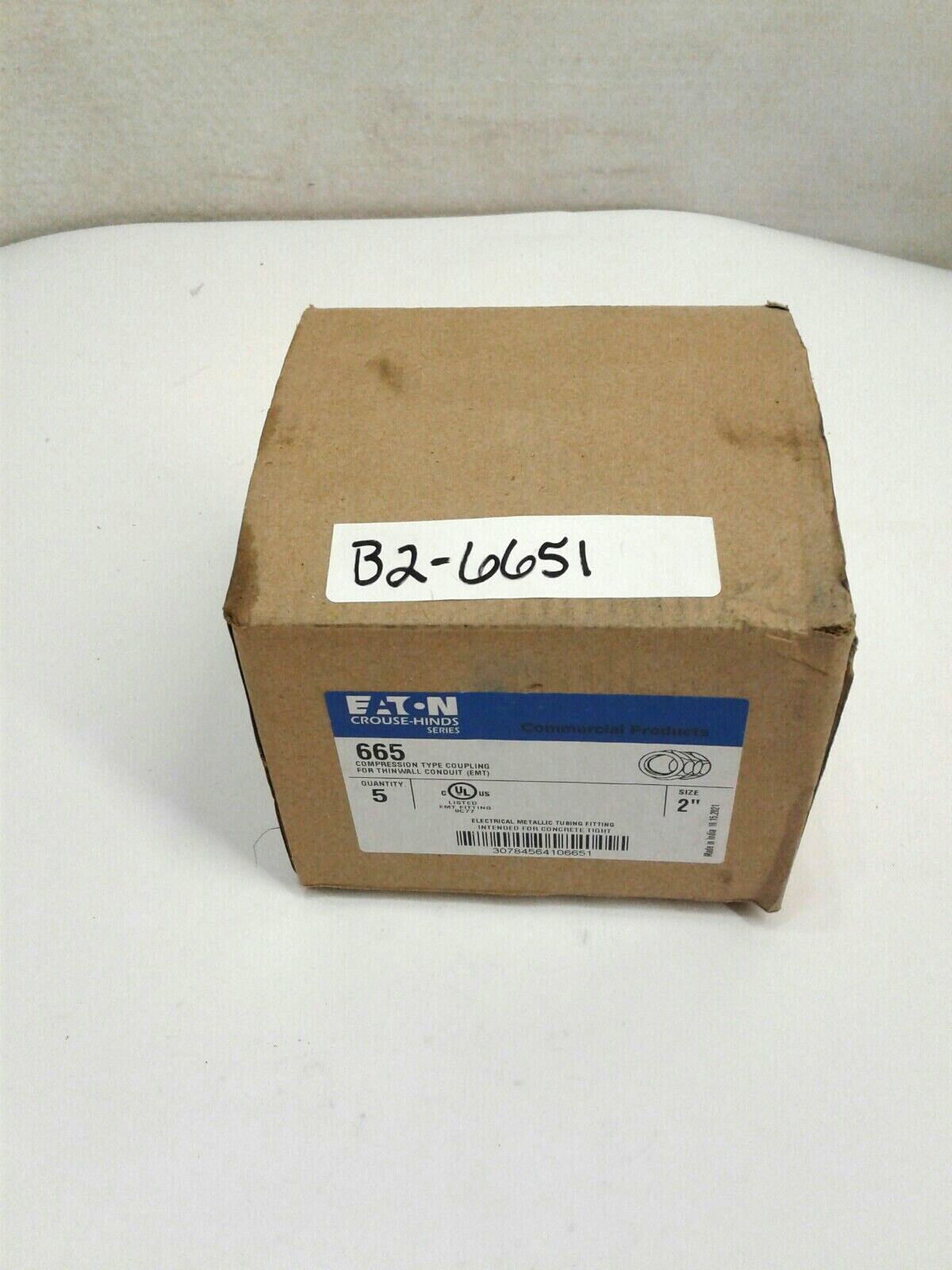 Crouse Hinds 665 2" Compression Type Coupling For Thin Wall Conduit EMT Qty 5