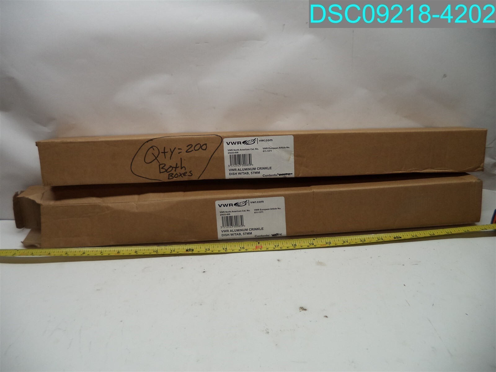 QTY=200: 25433-008 VWR Disposable Aluminum Crinkle Dishes with Tab 3512543300839