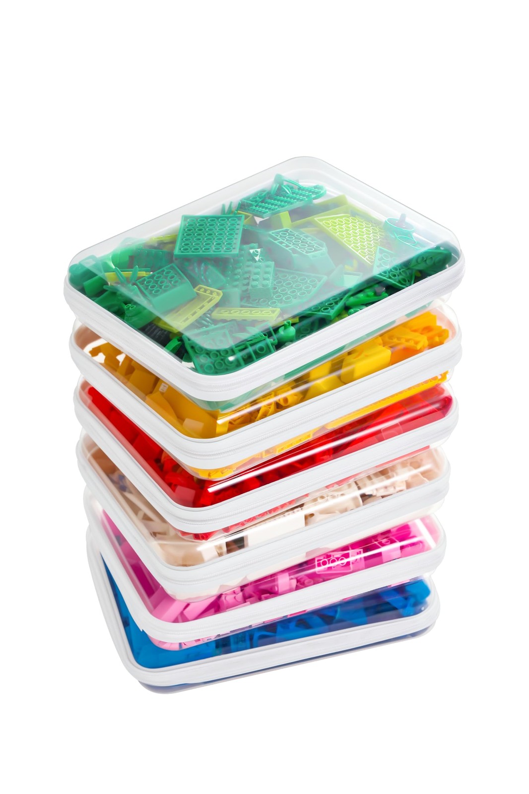 6 PCS Zippered Pouch Hard Clear Stackable Storage Bins Portable White Large