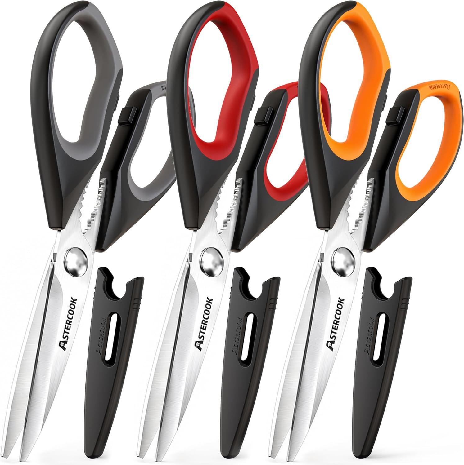 Astercook Kitchen Scissors 3 Pack, Heavy Duty All Purpose Kitchen Shears for Foo