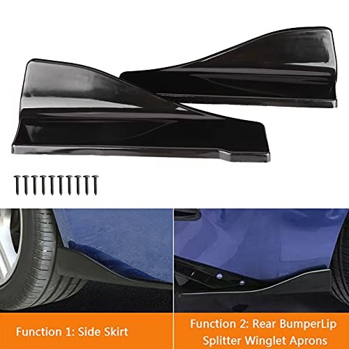 2pcs Rear Bumper Diffuser, Universal Side Skirts, Glossy Black Rear Bumper