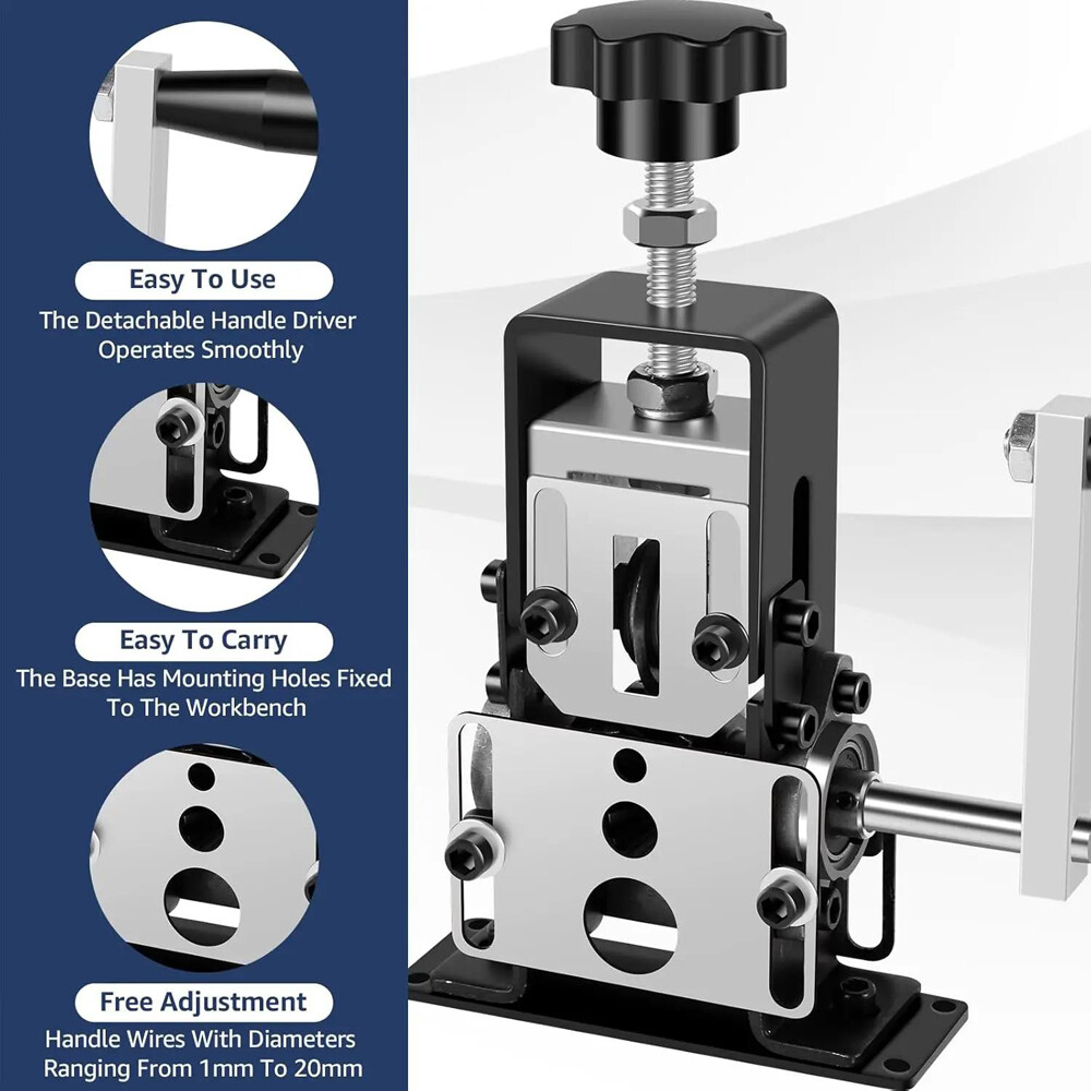Manual Wire Stripping Machine Portable Cable Stripper 2mm to 25mm Hand Crank US