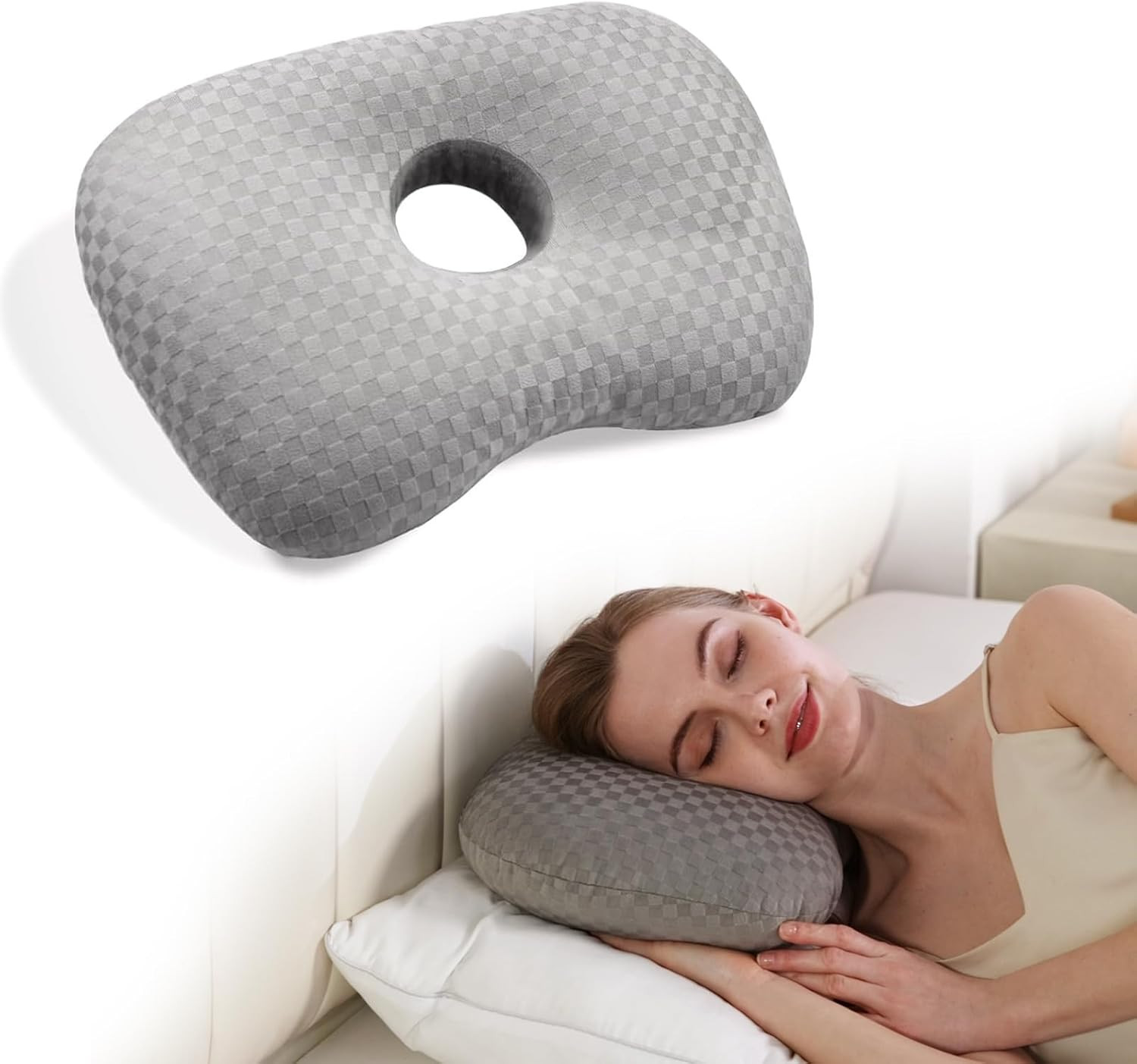 Ear Piercing Pillow with an Hole for CNH and Ear Pain Inflammation Pressure Sore