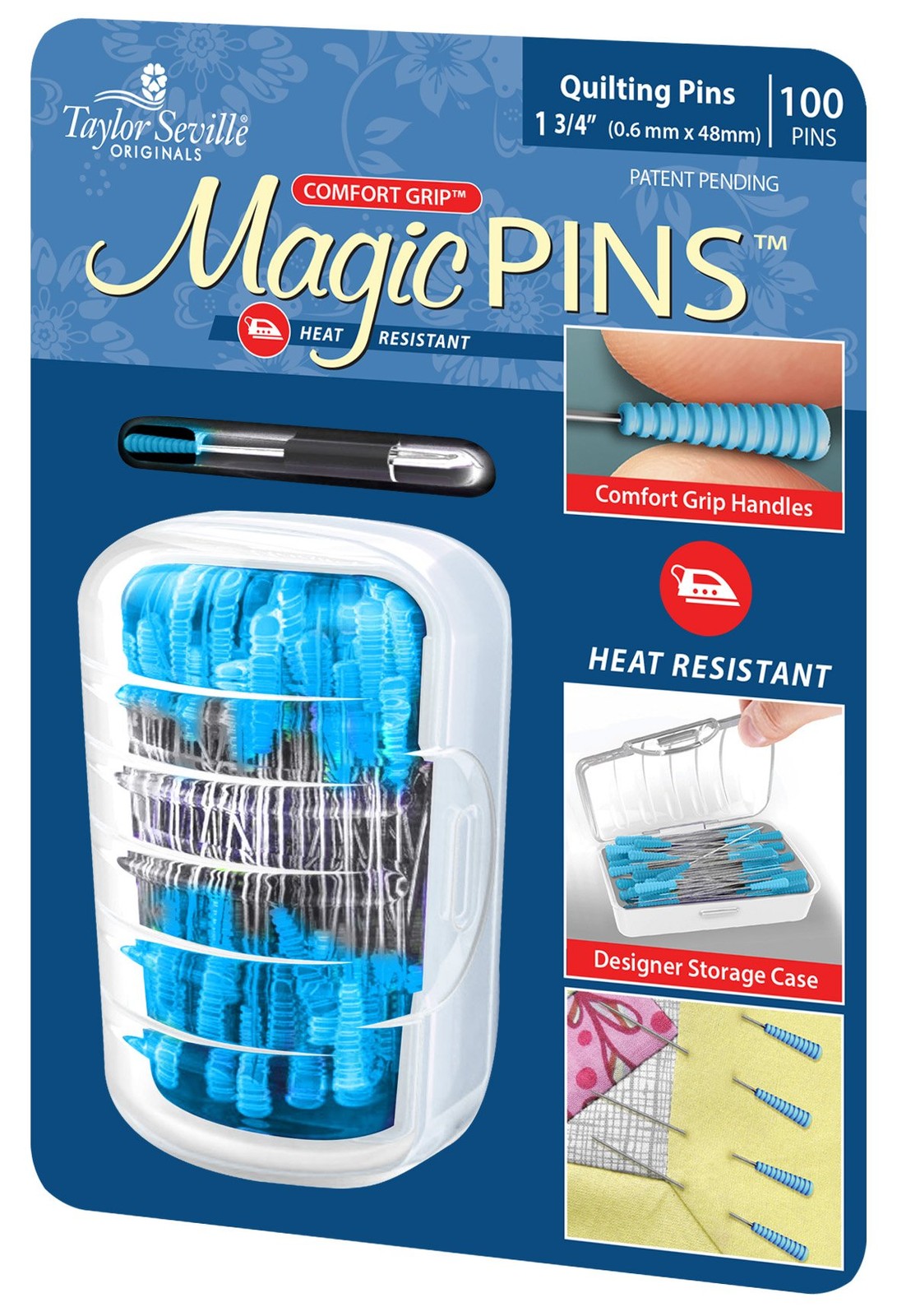 Taylor Seville Originals Comfort Grip Quilting Regular Magic Pins-Sewing and ...