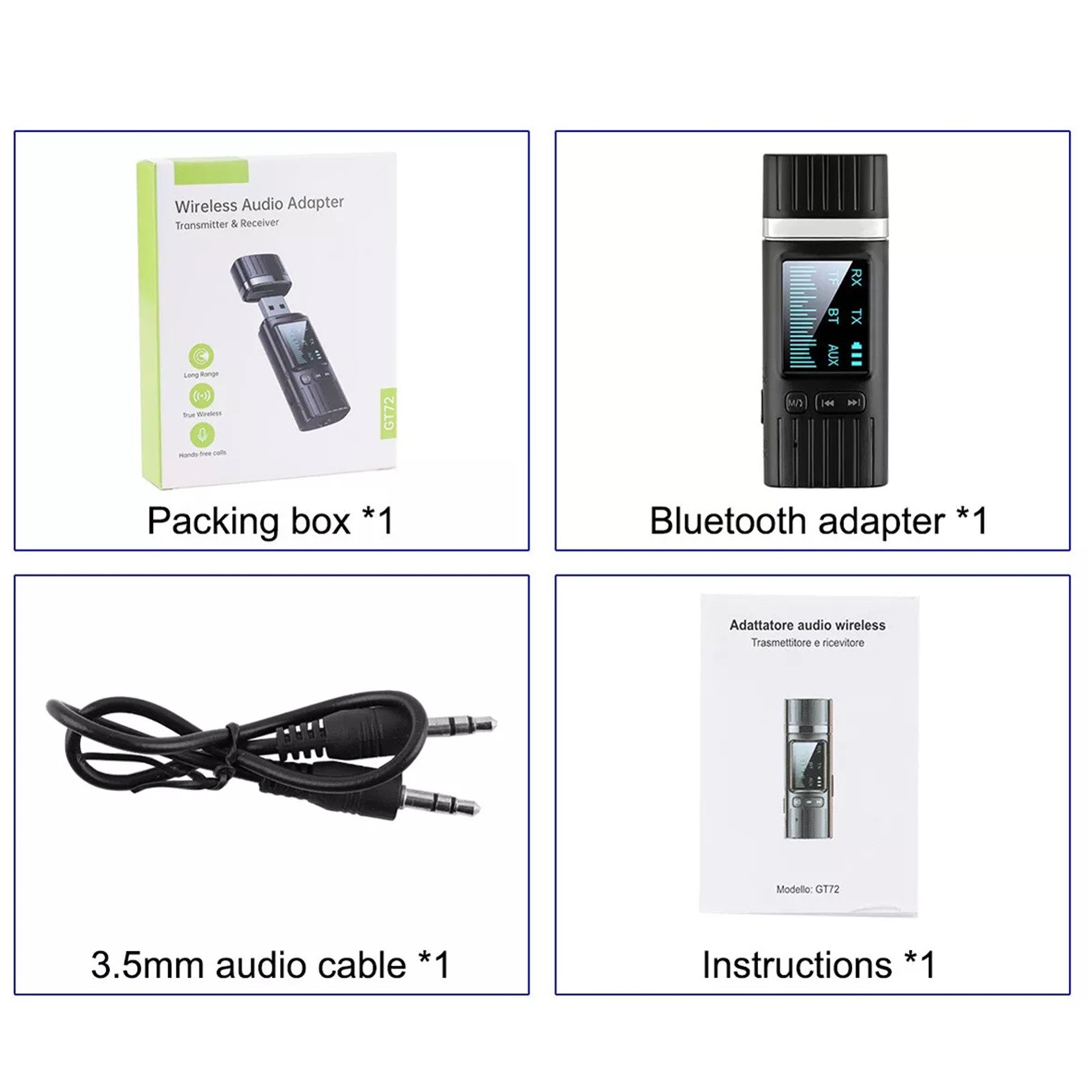 2 in 1 Wireless Bluetooth 5.4 Transmitter Receiver Adapter Audio 3.5mm Jack Aux