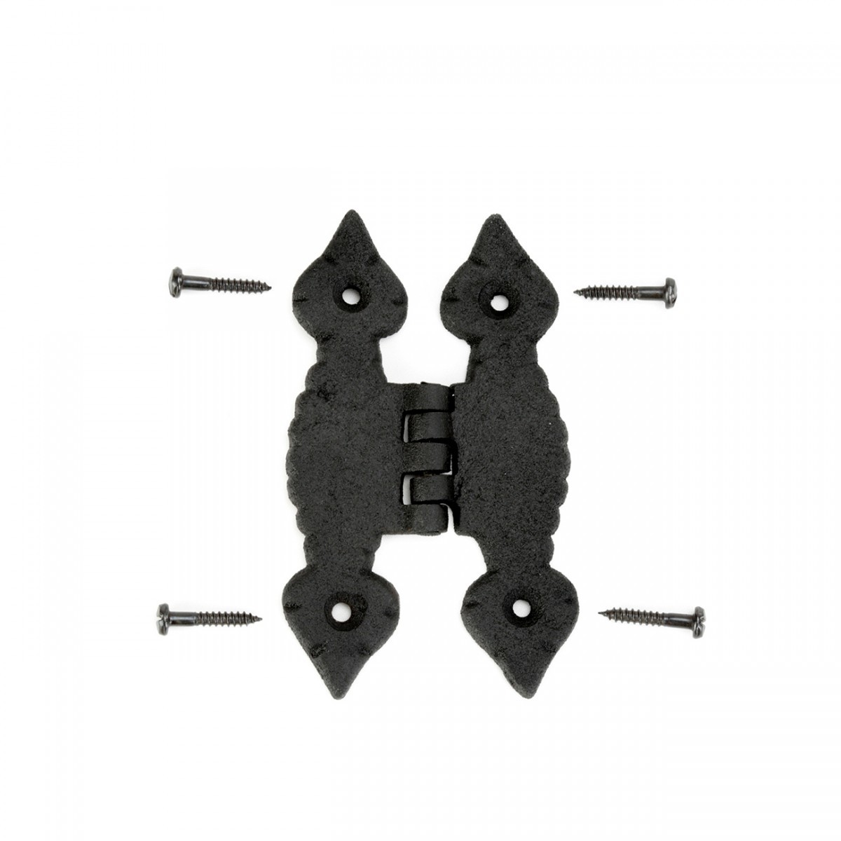 Cabinet H Hinge Hardware Black Iron Quad Spear Design Screws Included