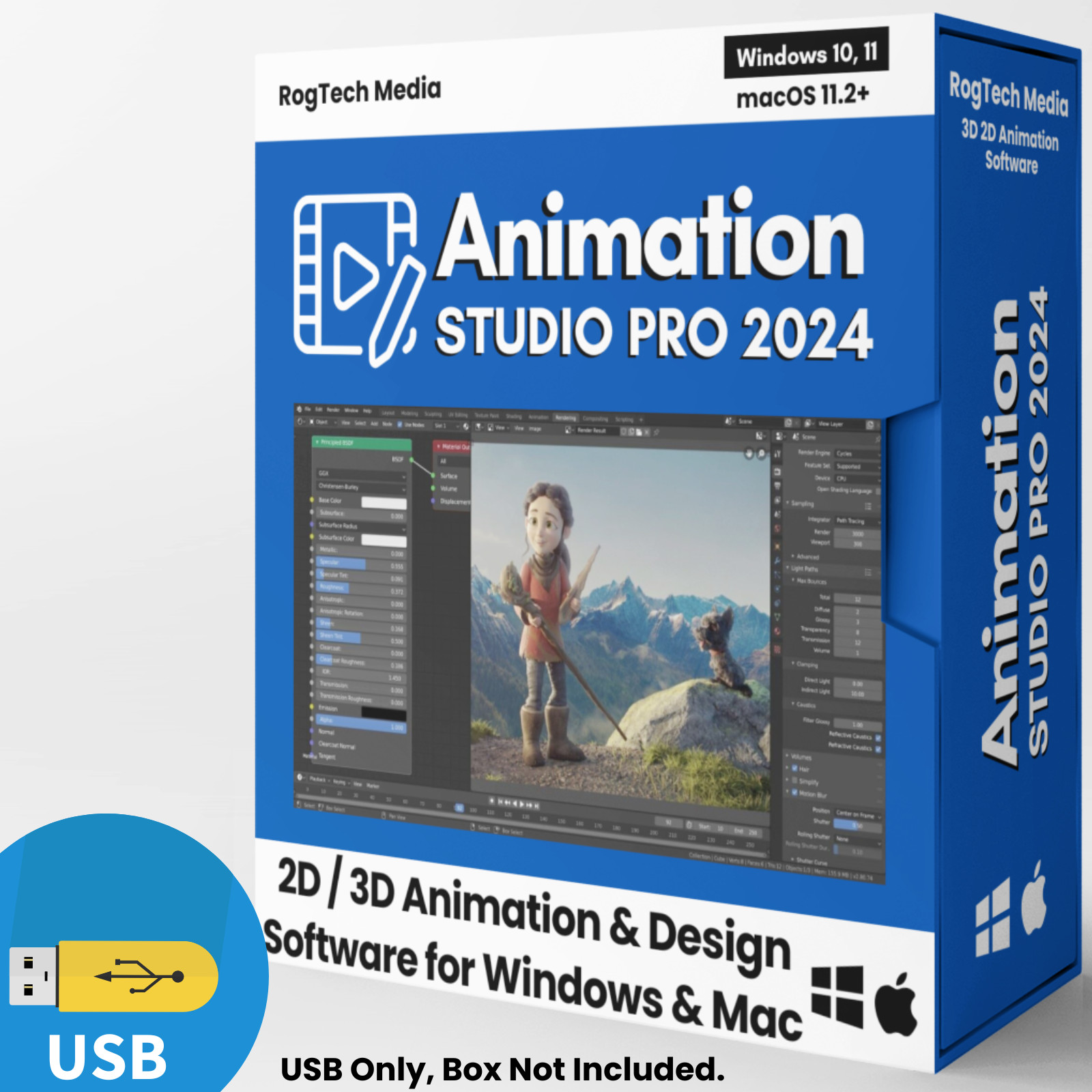 Animation Studio PRO 2024 3D/2D Motion Graphic Design Software Suite on USB