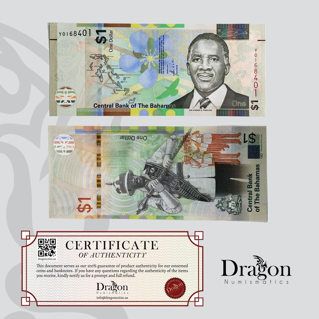 Bahamas, 1 dollar, 2017, P-77 UNC CURRENCY Redesigned Banknote NEW USA SELLER🐉