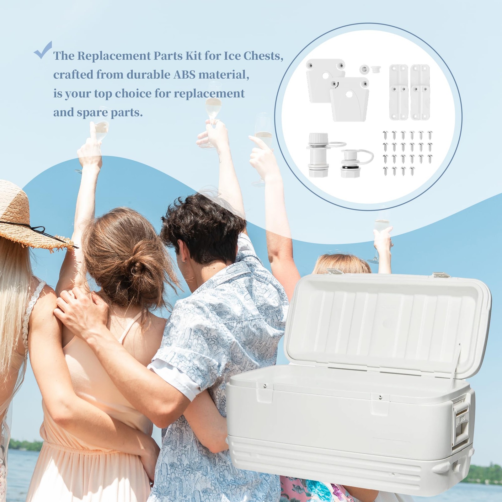 Replacement Parts Kit for Igloo Coolers - Plastic Hinges, Latches, Screws, Th