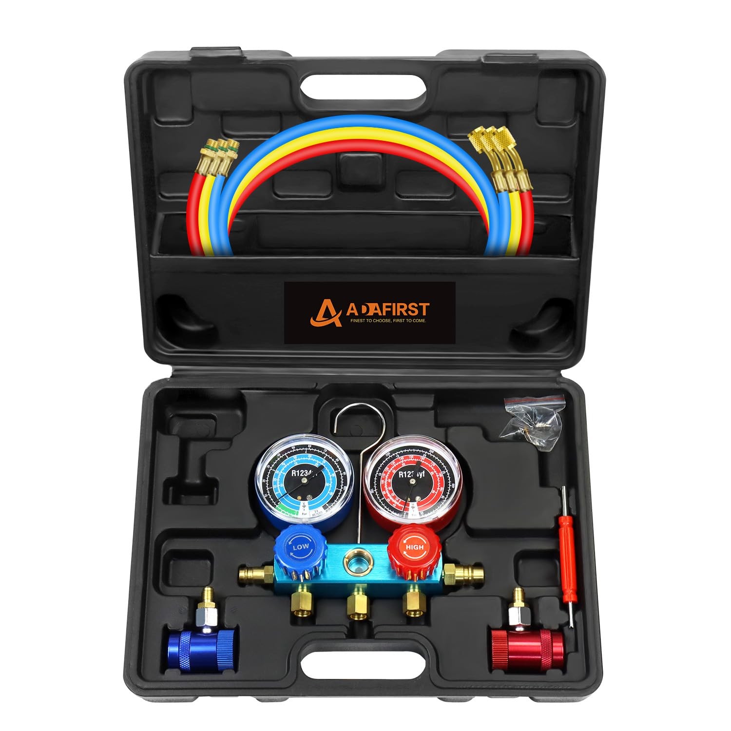 AC R1234yf Manifold Gauge Set, 3 Way Car Conditioning 1234yf Refrigerant Rech...