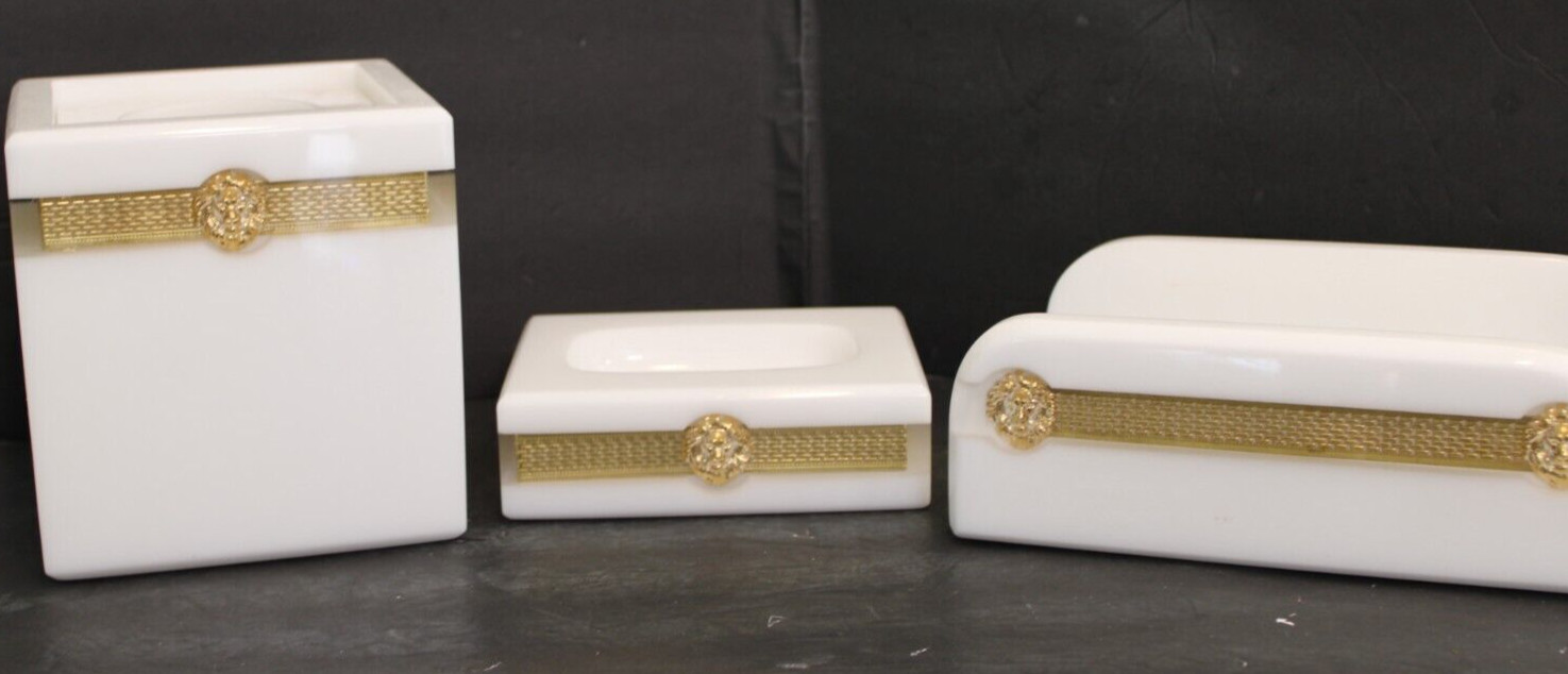 LION HEAD BATHROOM 3 PIECE SET - TISSUE BOX 6" , SOUP HOLDER, NAPKIN HOLDER 9"