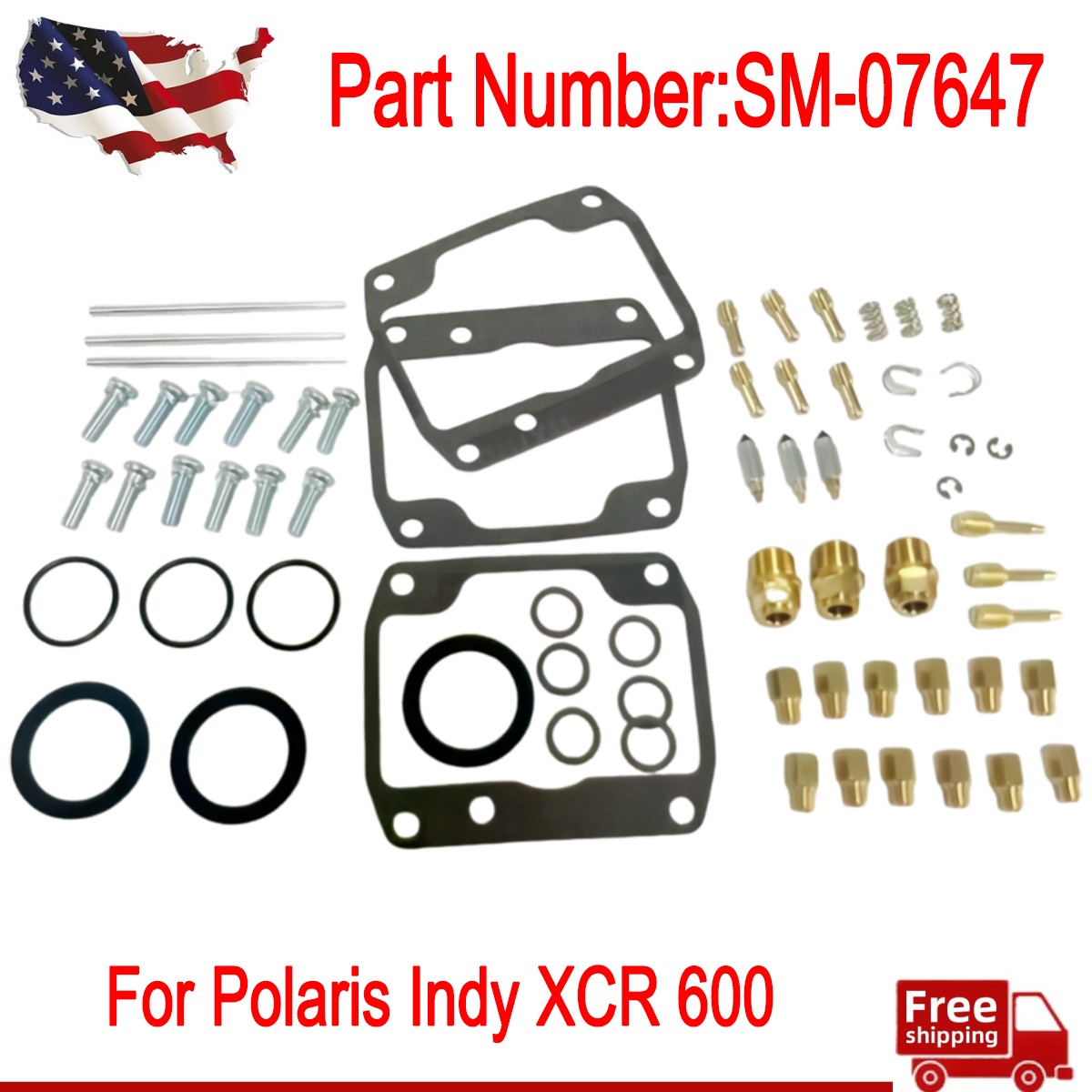 SM-07647 Fit For Polaris XCR600 XLT 1996-1998 USA Full Carburetor Rebuild Kit