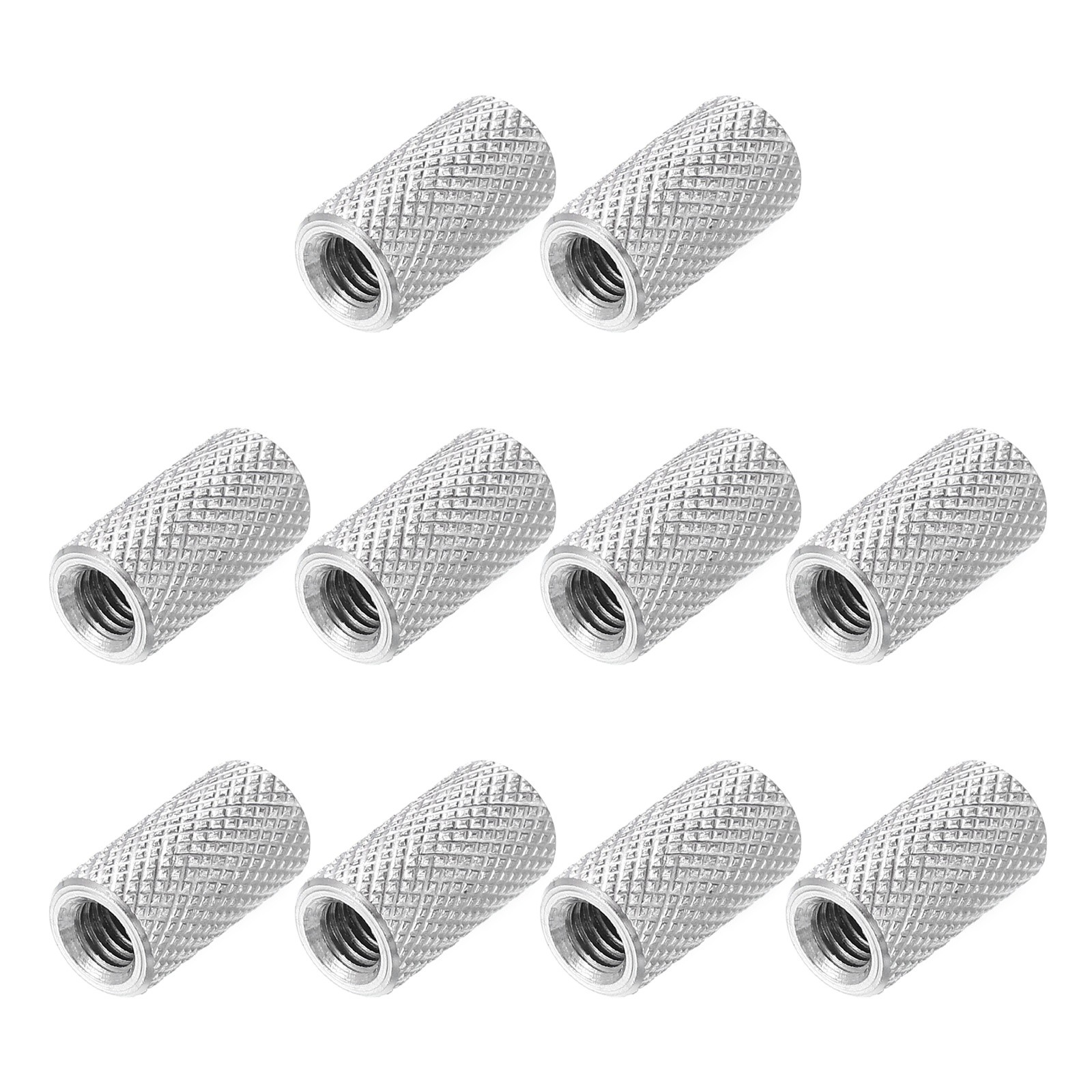 M5 10 Pack 304 Stainless Steel Round Knurled Connector Nuts,0.31"OD x 0.59"H