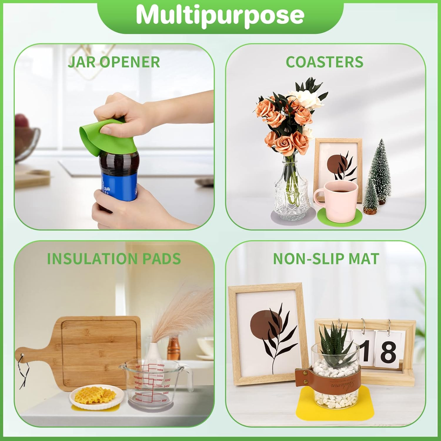 6 Pcs Jar Opener, Rubber Jar Grippers Multi-Function Silicone Jar Gripper Pad...