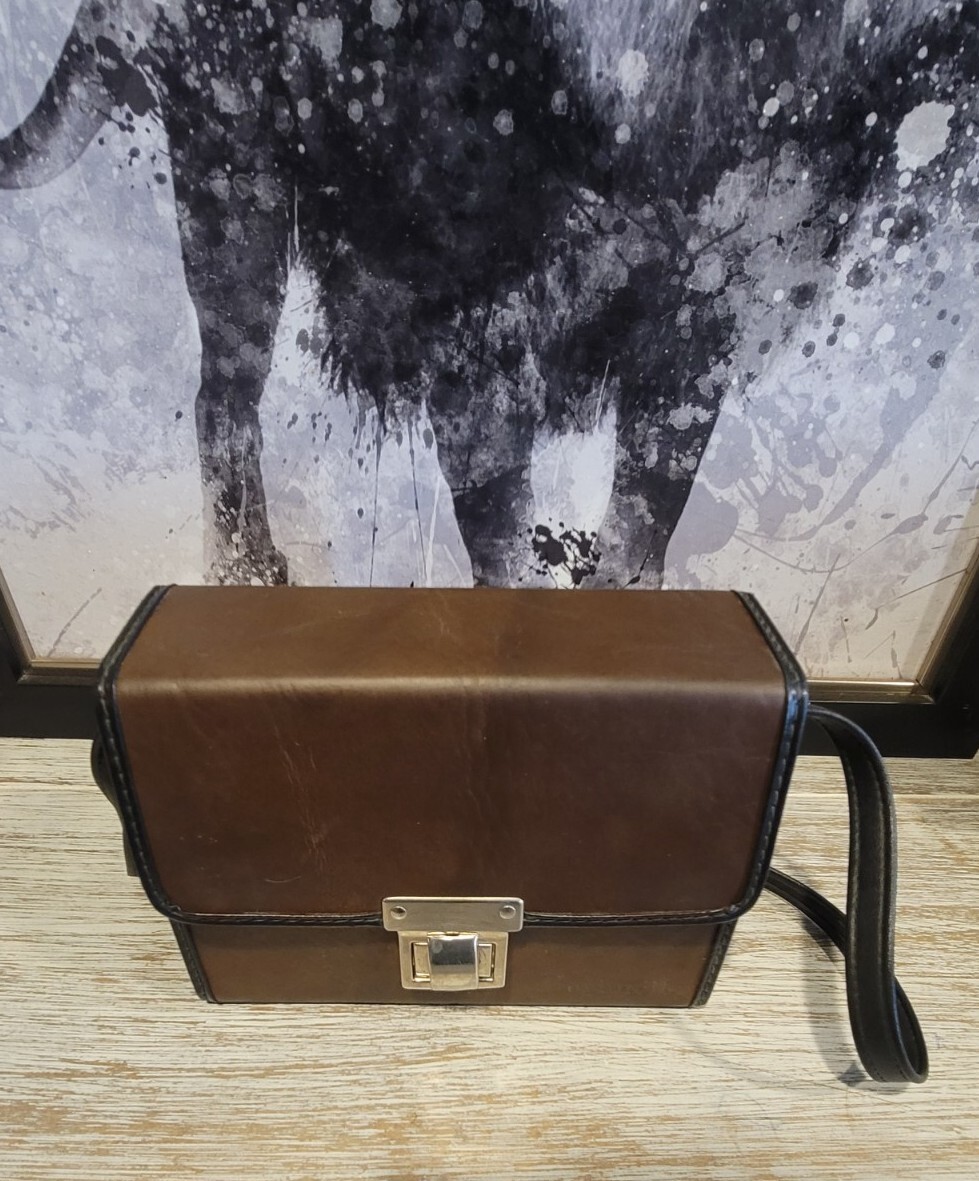 Vintage Brown Leather BUSHNELL 72 Binoculars Case & Carry Strap ~ Rigid