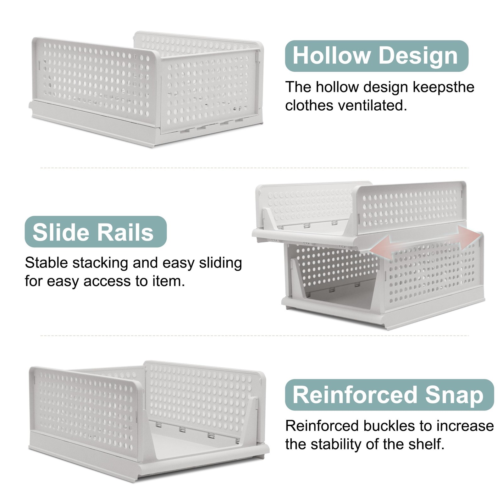 Stackable Foldable Storage Baskets, Folding Storage Bins, Closet Organizers a...