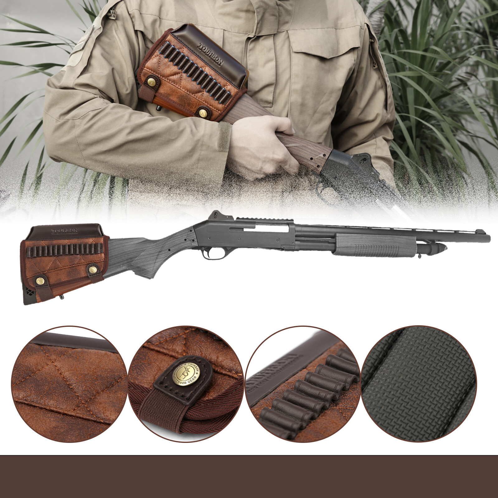 Tourbon Cheek Rest Comb Riser .22LR Cal Rifle Ammo Holder Padded PU& Leather US