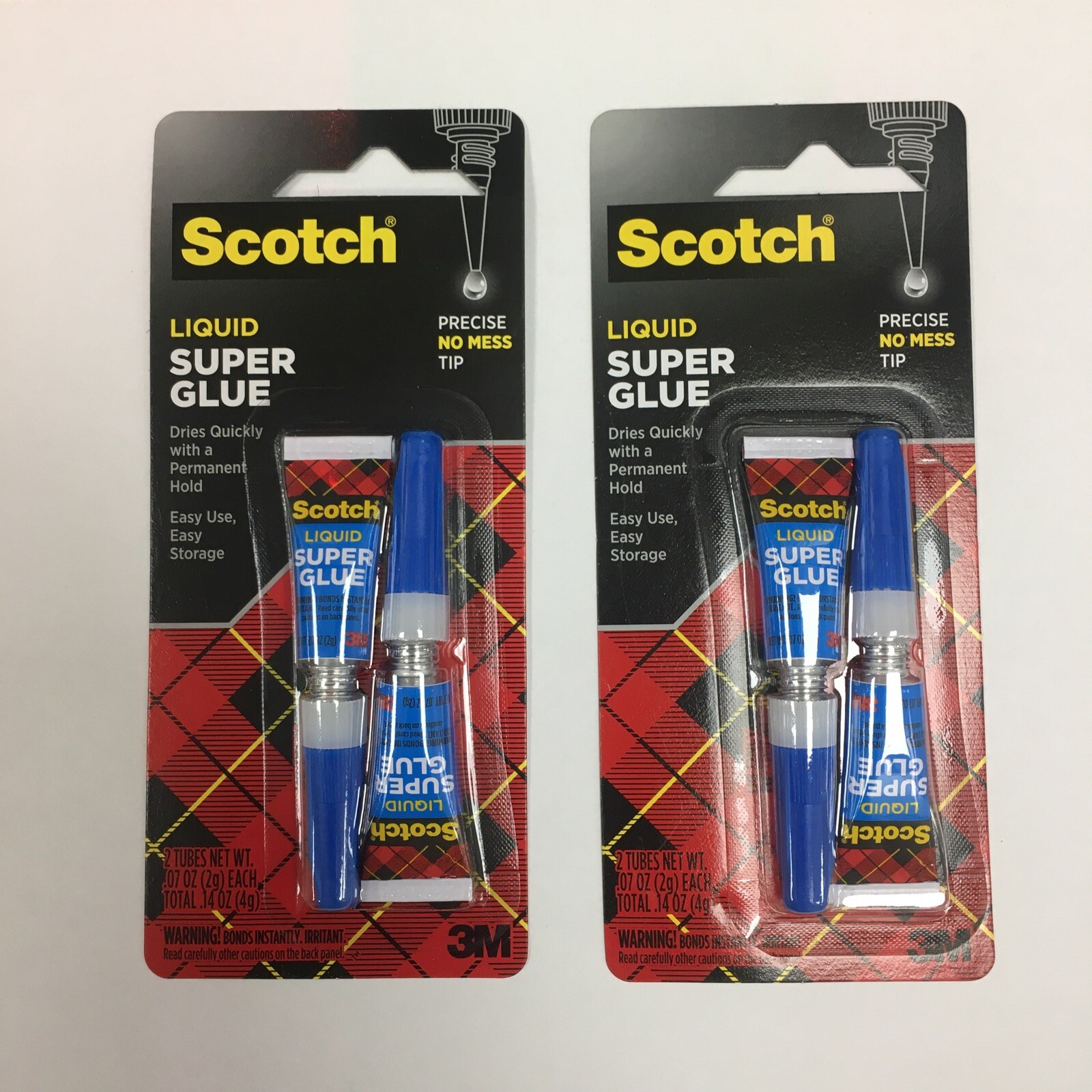 Super Glue Liquid 2 x 2Pkg .07oz (4 Bottles) 051111025949 Scotch - Free Shipping