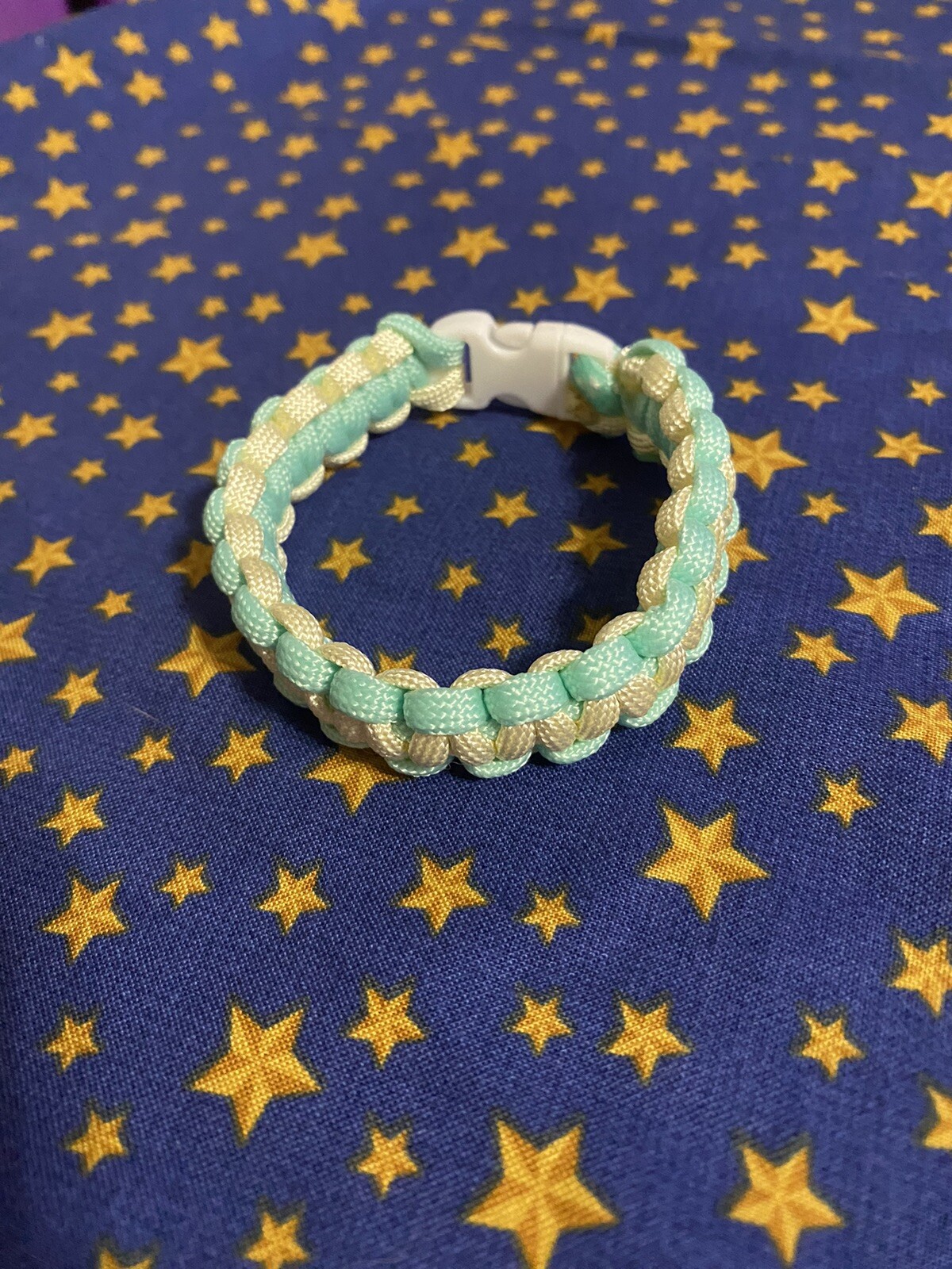Light Blue and Tan Paracord Bracelet - Handmade