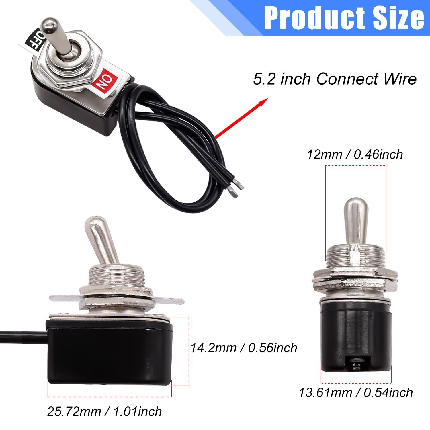 Taiss 2pcs Toggle Switch SPST 2 Position Latching ON/Off 6A AC 125V /10A DC 1...